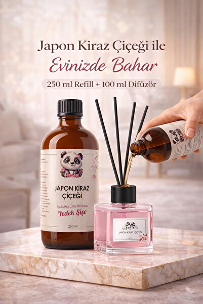 rosie Japon Kiraz Çiçeği Çubuklu Oda Kokusu 250 ml Refil ve 100 ml Difüzör Şişe