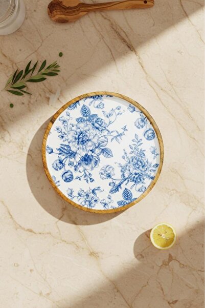 Atbyhome Bamboo m Gura - Round Tray Made of Mango Wood Rose Small