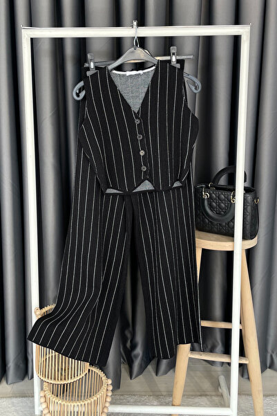 Volumex Retro Striped Vest Set Set - Black Black