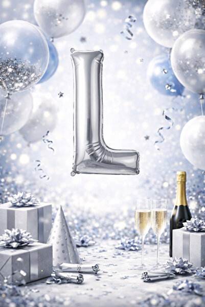 Happyewent Silver "L" Letter Foil Balloon – 100 cm