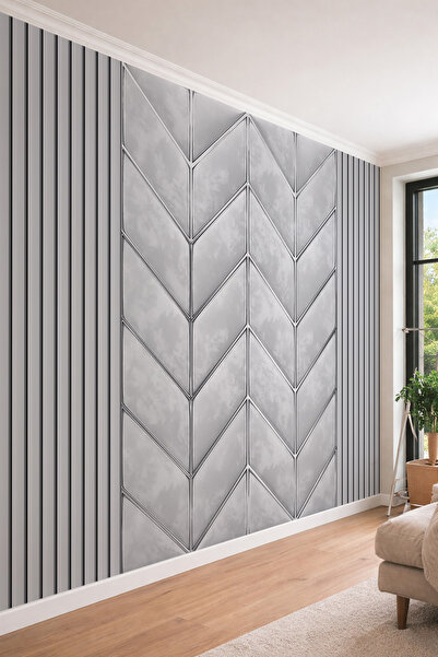 dreamwall Chevron Desenli Sılver Çizgili Desenli Tek Parça Tekstil Duvar Kağıdı