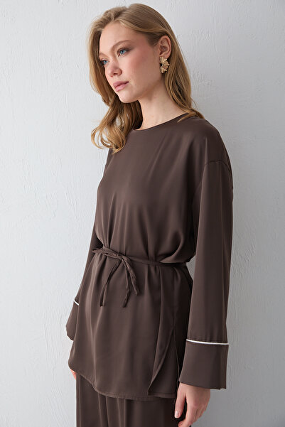 Melike Tatar Satin Piped Set 32-3803