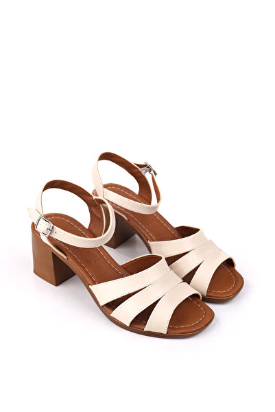 Walkenzo 1721 Women's 7 cm Square Heeled Comfortable Summer Shoes