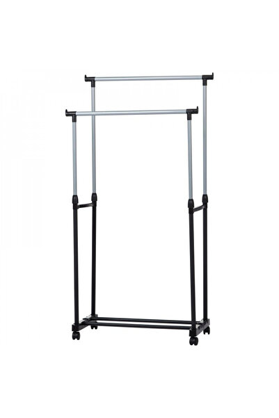 Biki Double clothes rack with adjustable wheels, 160 cm height