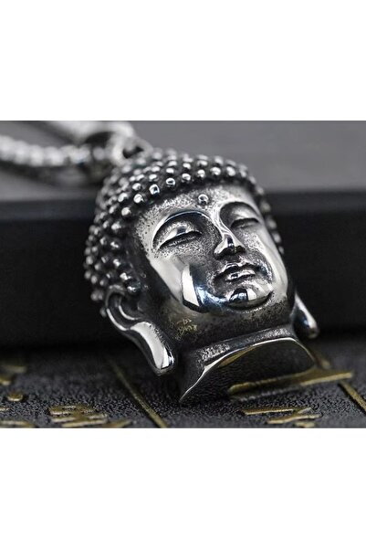 voyageaccessory قلادة بوذا الروحية ذات اللون الفضي العتيق من الفولاذ، رمز للق...