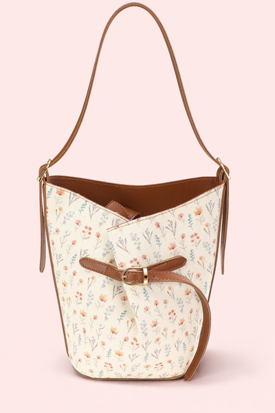 Housebags Luna Çiçek Desenli Kanvas Bucket Omuz Çantası - Ayarlanabilir Omuz ...