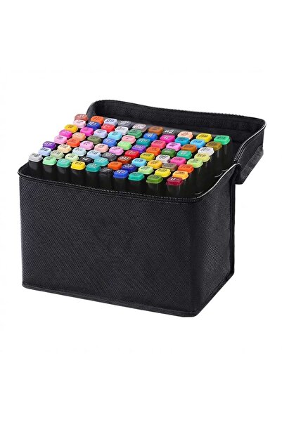 Grandia Set de 80 de markere cu alcool cu ​​vârf dublu + geantă de depozitare