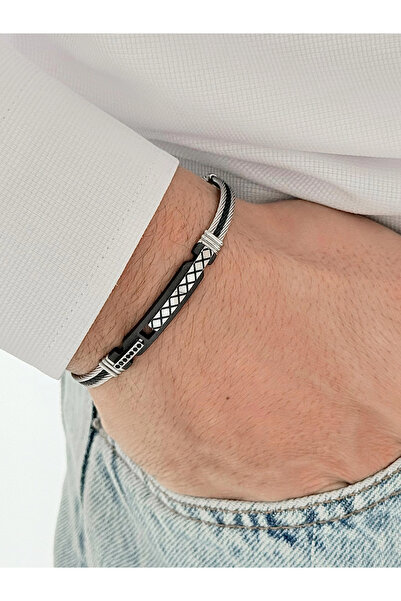 FERRO Black and Silver Steel Men's Bracelet Frj10180A-J 2 Year Warranty Gift ...