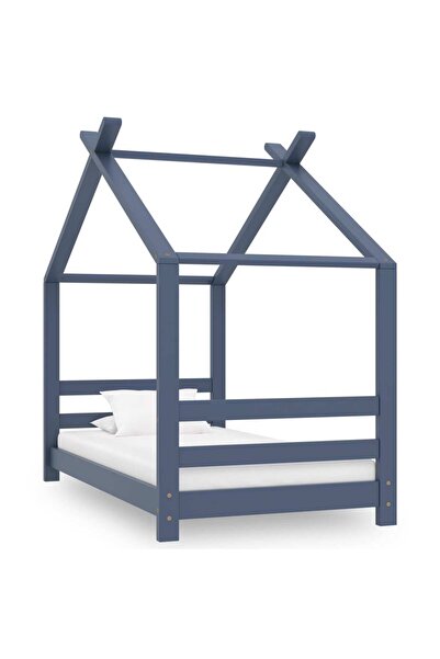 Concept Cadru de pat pentru copii, gri, 70 x 140 cm, lemn masiv de pin