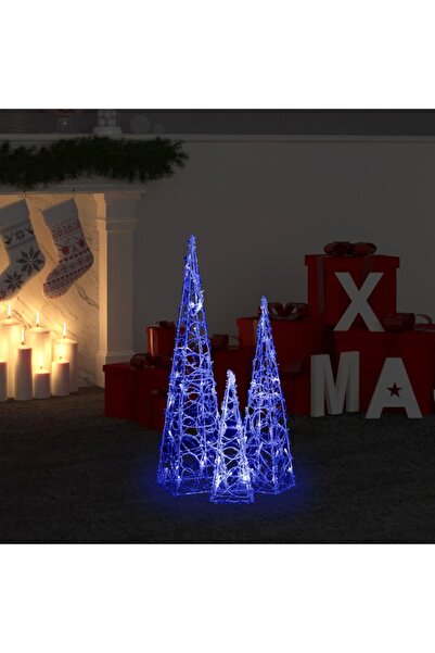 Concept Σετ διακοσμητικών κώνων με μπλε LED 30/45/60 εκ. Ακρυλικό