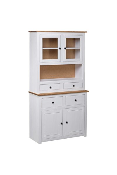 Concept Bufet înalt, alb, 93x40,5x180 cm, lemn masiv pin, gama Panama