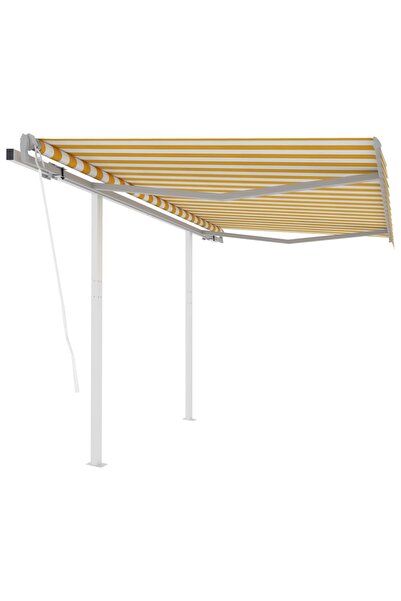 Concept Copertină retractabilă automat, cu stâlpi, galben&alb 3,5x2,5 m