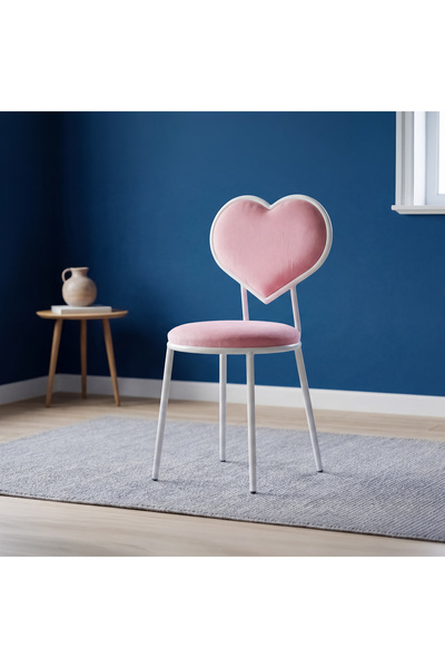 Rani Mobilya Rani JB112 Kalpli Metal Sandalye Makyaj Masası Sandalyesi Beyaz