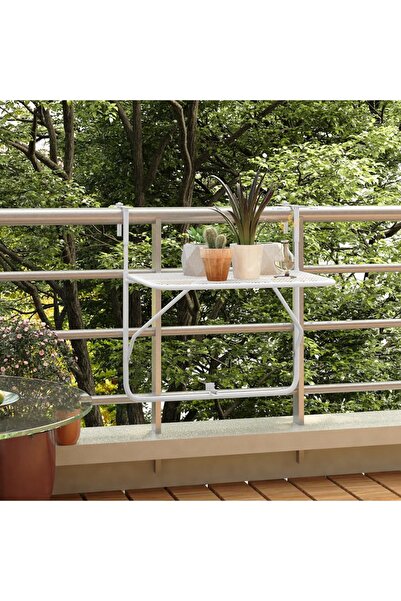 Concept Τραπέζι μπαλκονιού, λευκό, 60x40 εκ., ατσάλι