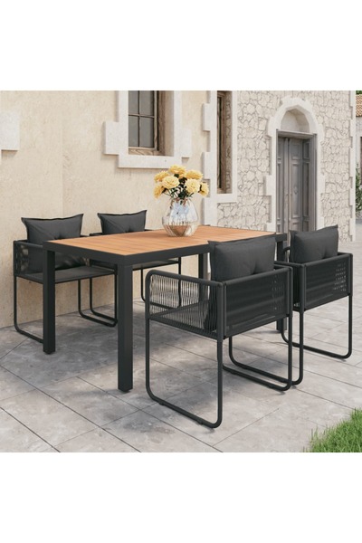Concept Set mobilier masă de grădină, 5 piese, negru și maro, ratan PVC