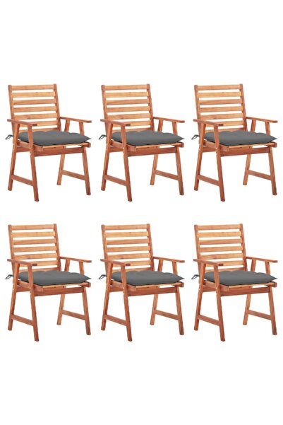 Concept Καρέκλες εξωτερικού χώρου με μαξιλάρια, 6 τεμ., από μασίφ ξύλο ακακίας