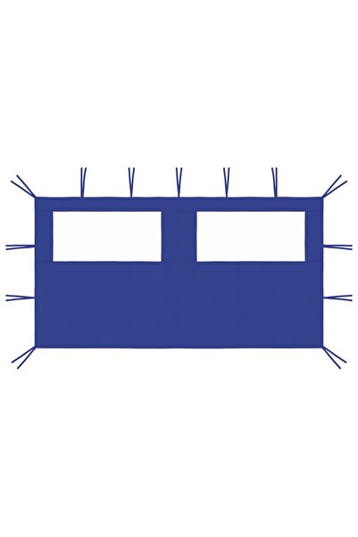 Concept Perete lateral foișor cu ferestre, albastru, 4x2 m