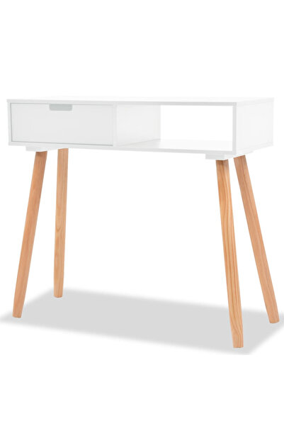 Concept Τραπέζι κονσόλας, μασίφ ξύλο πεύκου 80x30x72 cm, λευκό