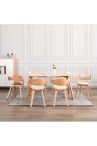 Concept Scaune de bucătărie, 6 buc., lemn curbat și piele ecologică