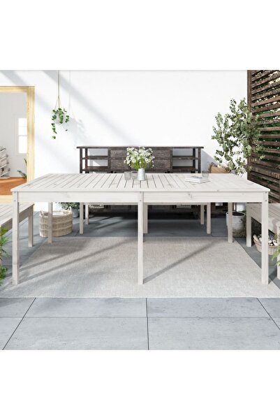 Concept Τραπέζι κήπου, λευκό, 203,5x100x76 cm, μασίφ ξύλο πεύκου