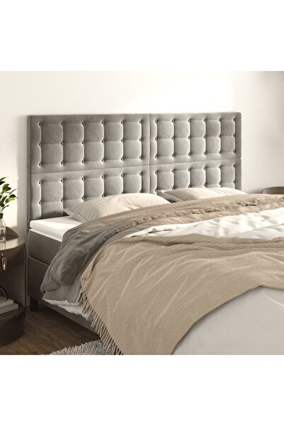 Concept Tăblii de pat, 4 buc, gri deschis, 90x5x78/88 cm, catifea