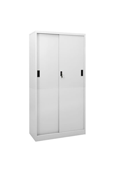 Concept Dulap de birou cu ușă glisantă, gri deschis, 90x40x180 cm, oțel