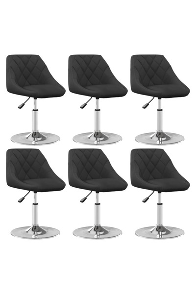 Concept Scaune de bucătărie pivotante, 6 buc., negru, catifea