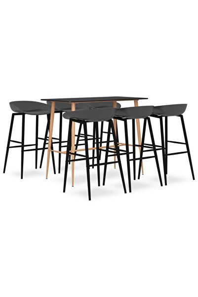 Concept Σετ επίπλων μπαρ, 7 τεμάχια, μαύρο και γκρι