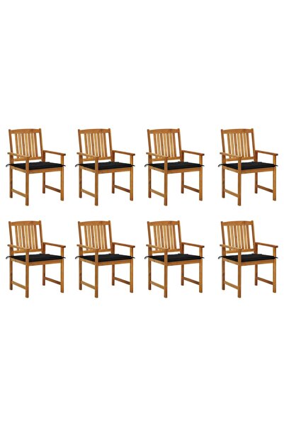 Concept Καρέκλες κήπου με μαξιλάρια, 8 τεμ., από μασίφ ξύλο ακακίας