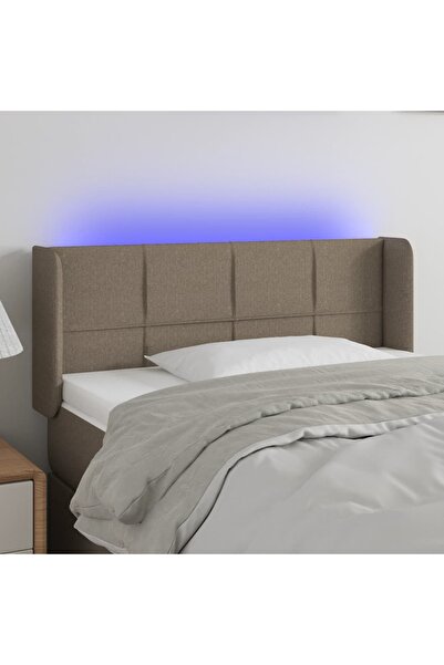 Concept Tăblie de pat cu LED, gri taupe, 93x16x78/88 cm, textil