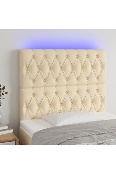 Concept Tăblie de pat cu LED, crem, 100x7x118/128 cm, textil