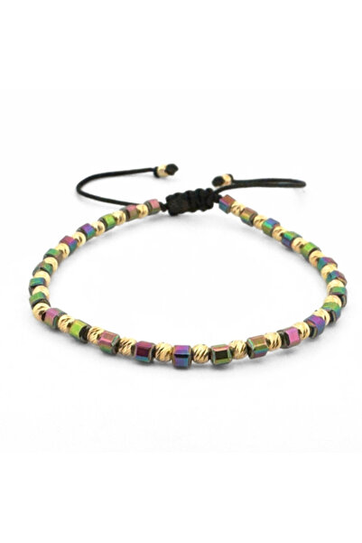 Onixbox Bracelet for Women with Silver Beads 3 mm Gold Plated 18K, Multicolor...