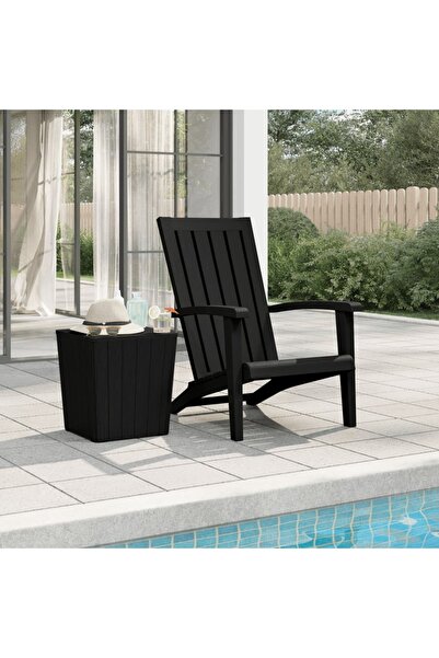 Concept Καρέκλα κήπου Adirondack, μαύρη, πολυπροπυλένιο
