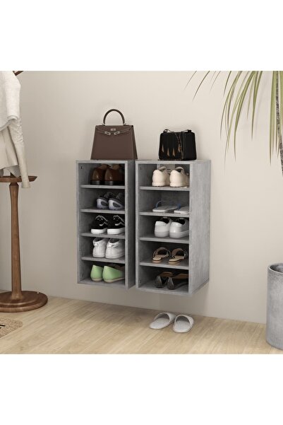 Concept Ράφι παπουτσιών, 2 τεμ., γκρι σκυροδέματος, 31,5x35x70 εκ., μοριοσανίδα