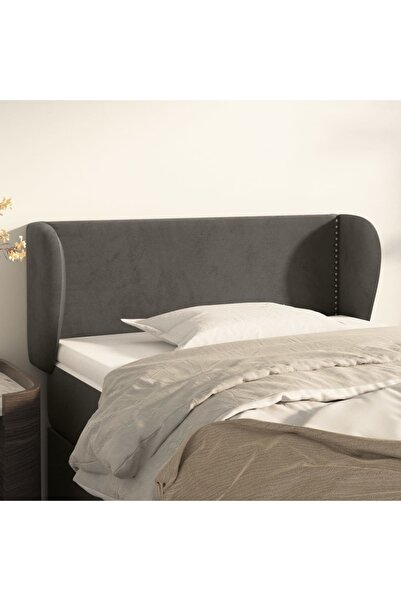 Concept Tăblie de pat cu aripioare gri închis 103x23x78/88 cm catifea