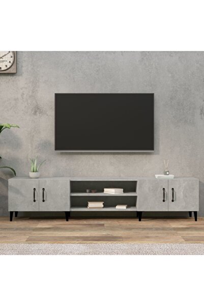 Concept Comodă TV, gri beton, 180x31,5x40 cm, lemn prelucrat