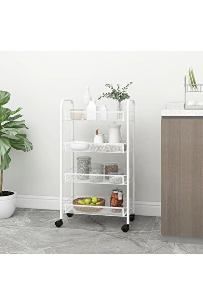 Concept Τροχήλατο τρόλεϊ κουζίνας, 4 επίπεδα, λευκό, 46x26x85 cm, σιδερένιο