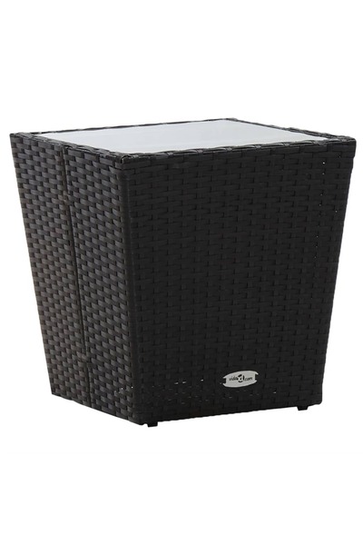 Concept Τραπέζι μαύρου τσαγιού 41,5x41,5x43 εκ. από σκληρυμένο γυαλί πολυρατάν