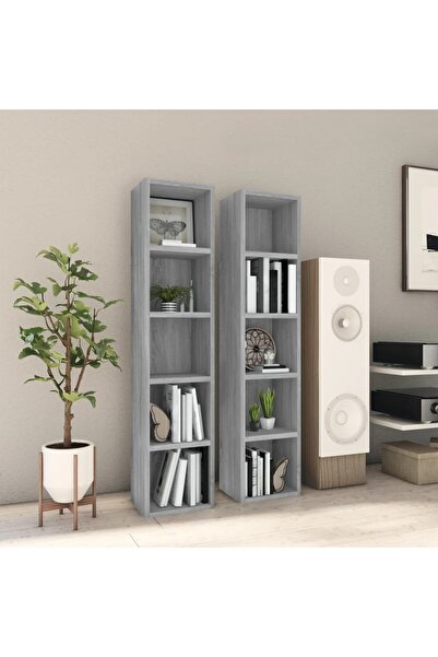 Concept Dulap CD-uri 2 buc. gri sonoma 21x16x93,5 cm lemn prelucrat