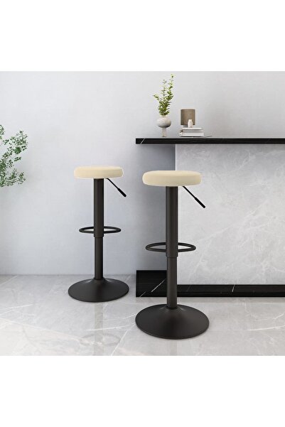 Concept Scaune de bar, 2 buc., crem, catifea