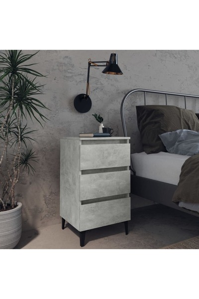 Concept Noptieră cu picioare metalice, gri beton, 40x35x69 cm