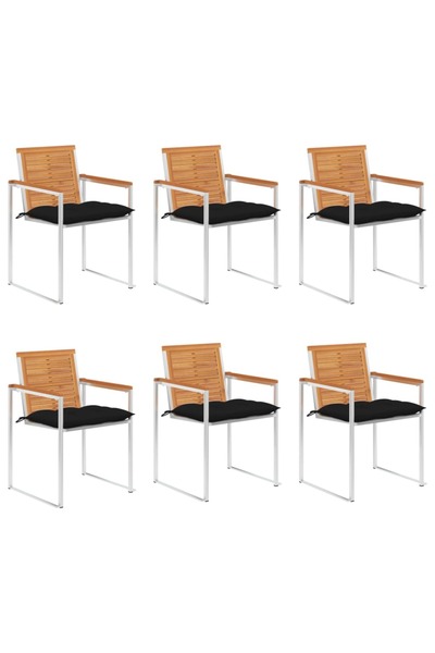 Concept Καρέκλες κήπου με μαξιλάρια, 6 τεμ., από μασίφ ξύλο ακακίας