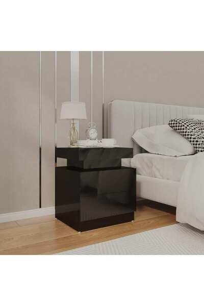 Concept Κομοδίνο, γυαλιστερό μαύρο, 45x35x52 cm, μοριοσανίδα