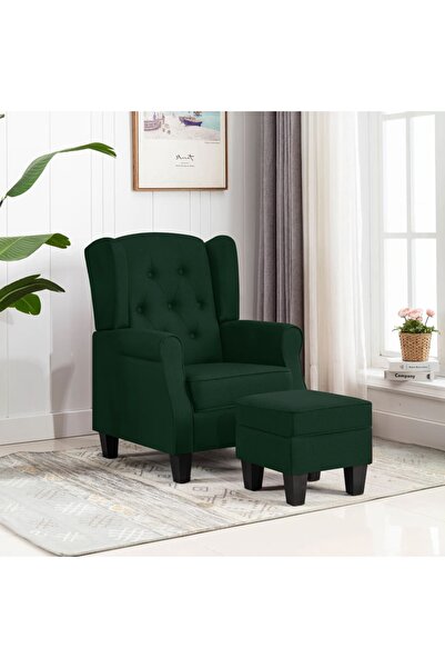 Concept Πολυθρόνα με υποπόδιο, σκούρο πράσινο, ύφασμα