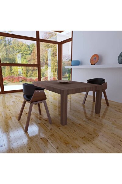 Concept Scaune de bucătărie, 2 buc., lemn curbat și piele ecologică