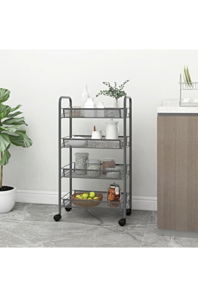 Concept Τροχήλατο τρόλεϊ κουζίνας, 4 επίπεδα, γκρι, 46x26x85 cm, σιδερένιο