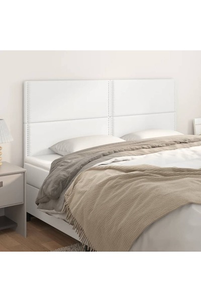 Concept Κομοδίνα, 4 τεμ., λευκά, 100x5x78/88 cm, οικολογικό Δερμάτινο