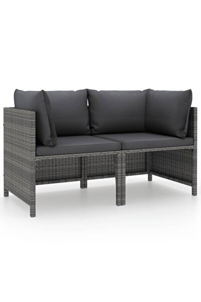 Concept Двуместен градински диван с възглавници, сив, полиратан