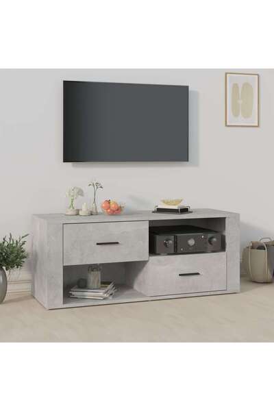 Concept Comodă TV, gri beton, 100x35x40 cm, lemn prelucrat