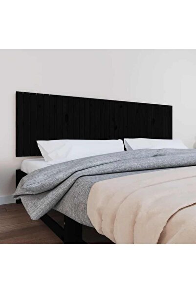 Concept Κεφαλάρι τοίχου, μαύρο, 204x3x60 cm, μασίφ ξύλο πεύκου
